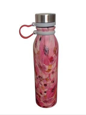 Insulated Pink Floral Water Bottle - Brand: